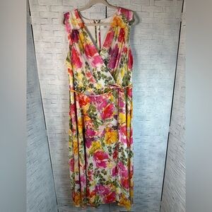 Calvin Klein Pink and Green Sleeveless Maxi Sundress